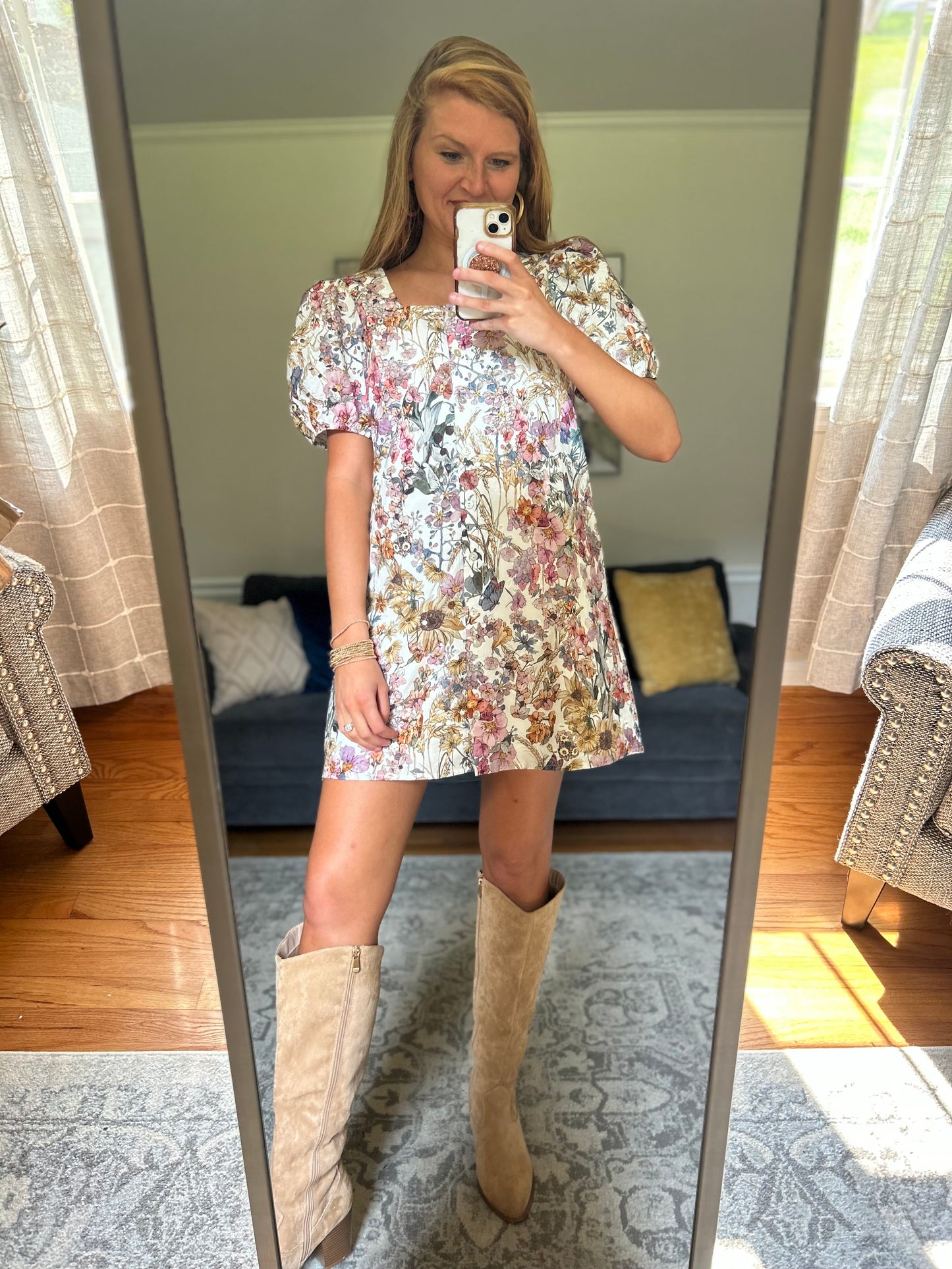 Sweet Disposition Floral Eyelet Mini Dress