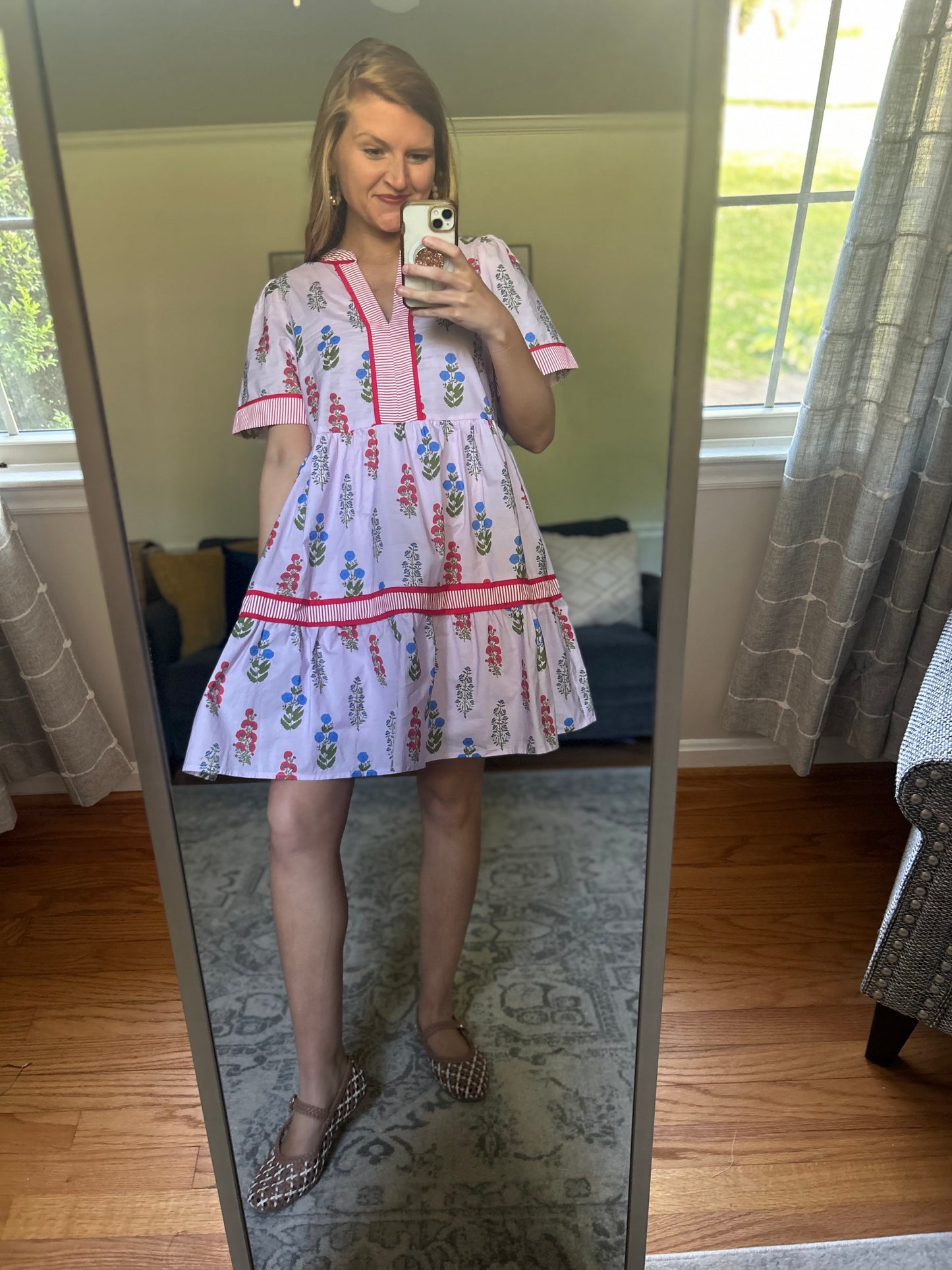 Patio Date Floral Stripe Mini Dress