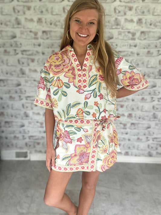 Sunlit Plans Collared Top