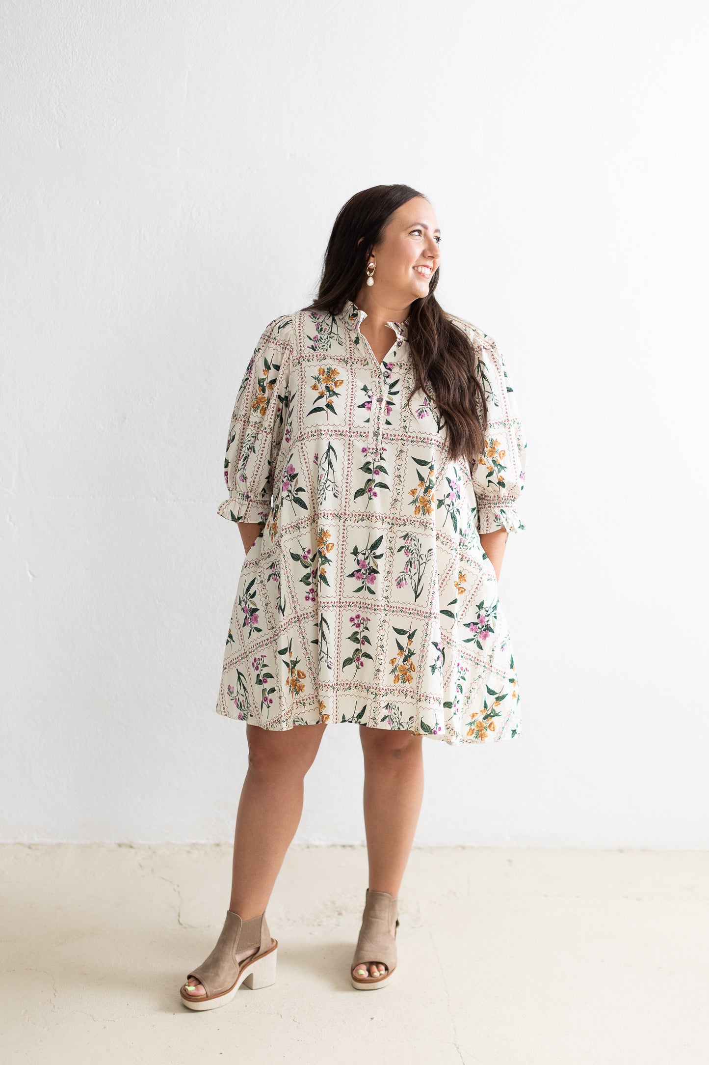 Love Letter Blooms Ruffle Sleeve Mini Dress