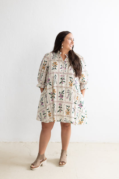 Love Letter Blooms Ruffle Sleeve Mini Dress