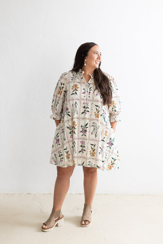Love Letter Blooms Ruffle Sleeve Mini Dress