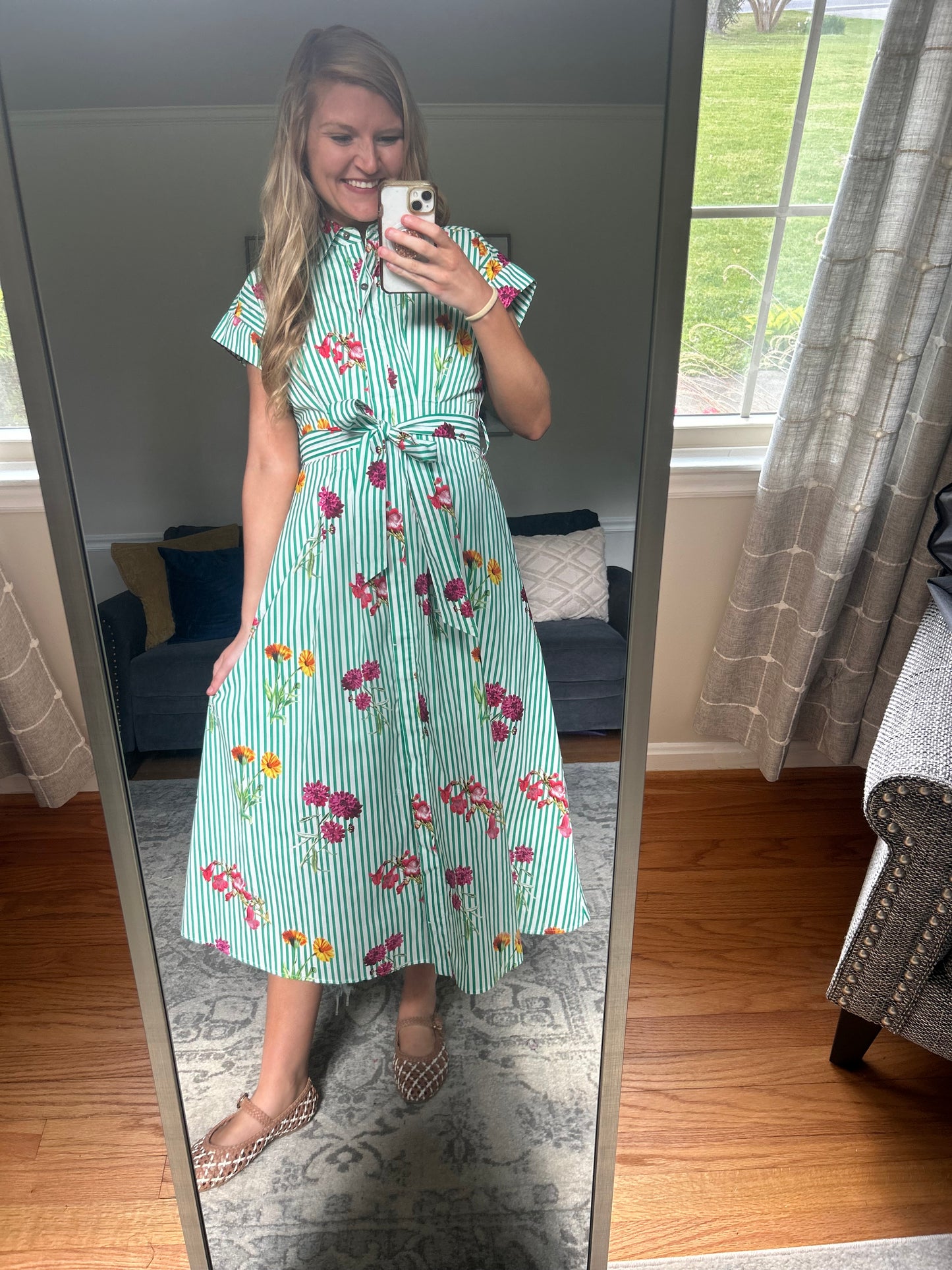 Covington Courtyard Striped Floral Dress