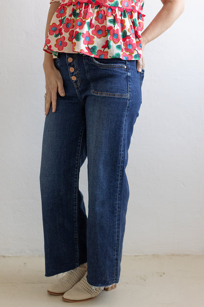 Cropped Button Up Jeans