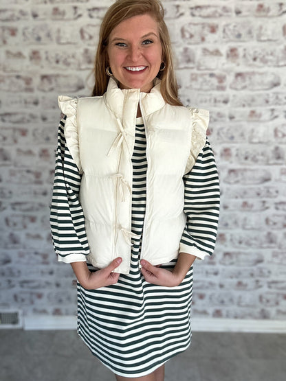 December Daze Bow Puffer Vest