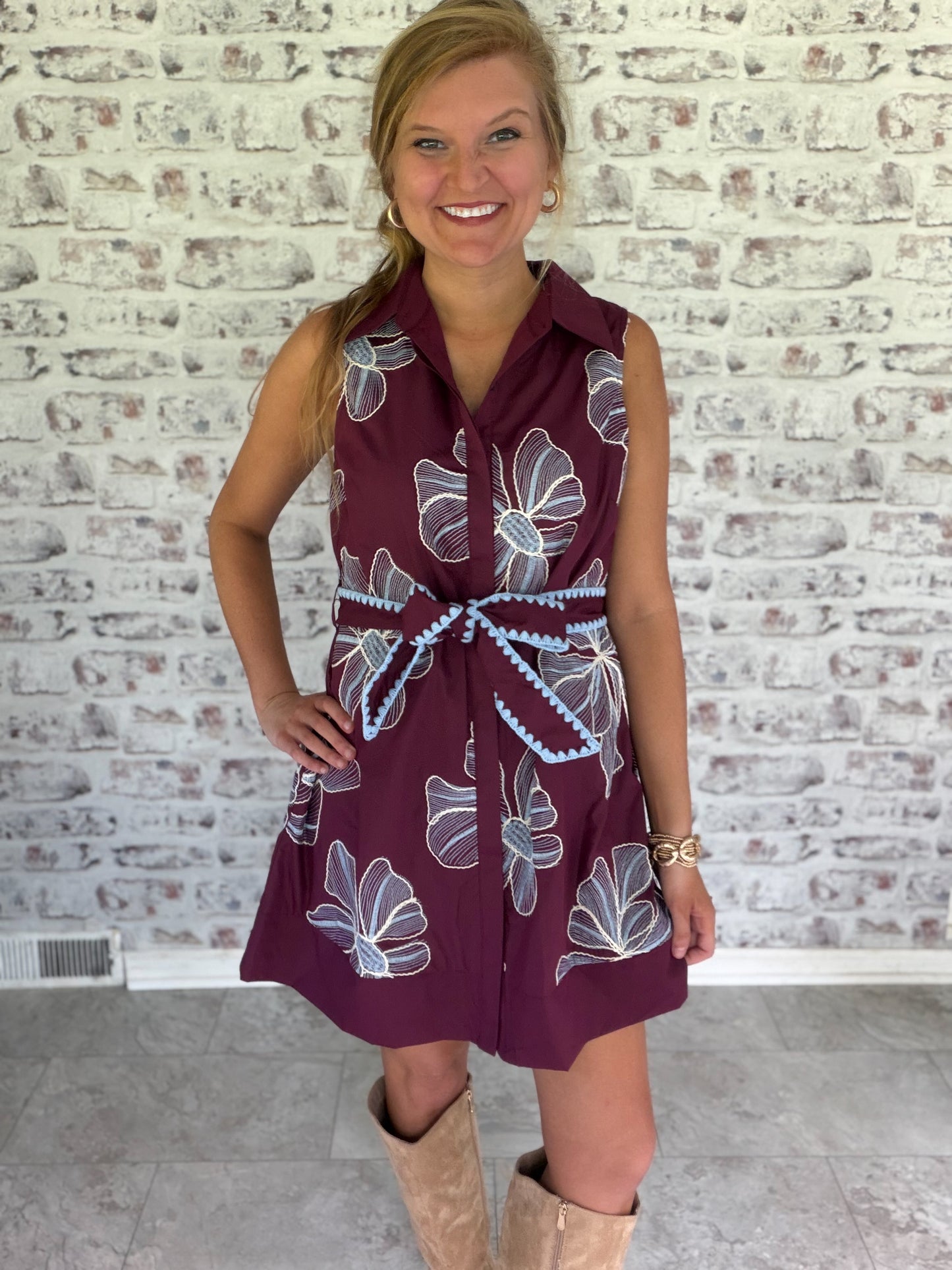 Prescott Embroidered Belted Dress