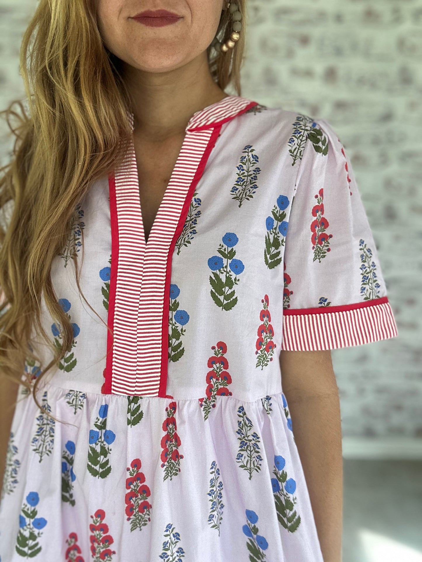 Patio Date Floral Stripe Mini Dress
