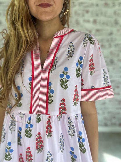 Patio Date Floral Stripe Mini Dress