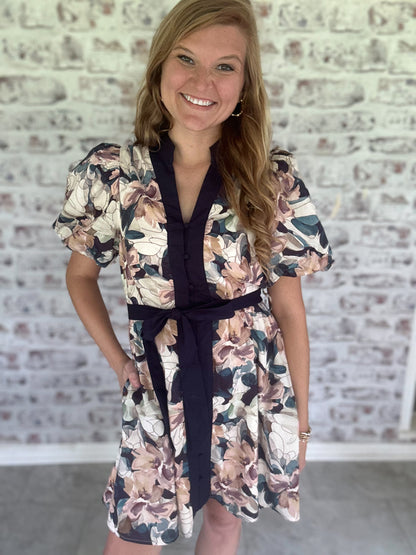 Dusky Meadow Navy Mini Dress