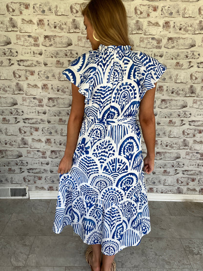 Amalfi Escape Patterned Midi Dress