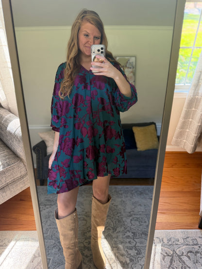Social Season Velvet Floral Dress