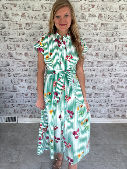 Covington Courtyard Striped Floral Dress