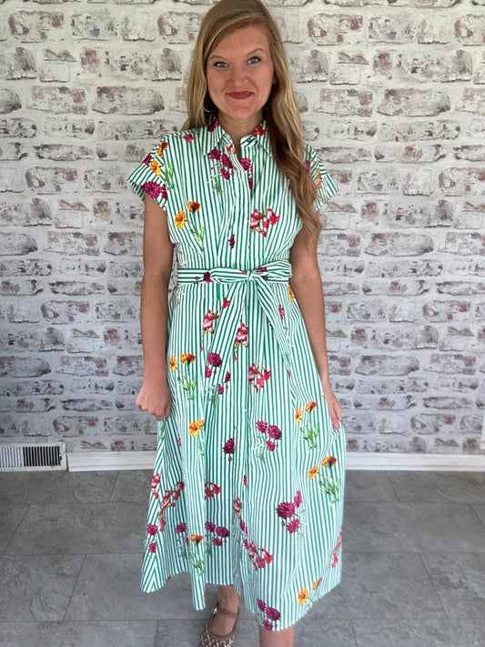 Covington Courtyard Striped Floral Dress