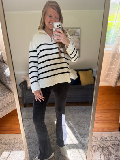 Nantucket Stripe Half Zip Sweater