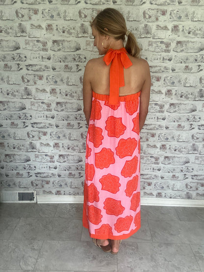 Cabana Chic Halter Maxi Dress
