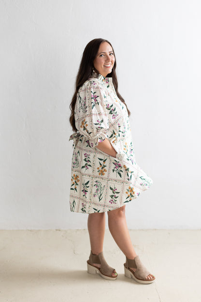 Love Letter Blooms Ruffle Sleeve Mini Dress