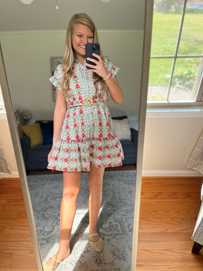 Veranda Society Belted Mini Dress