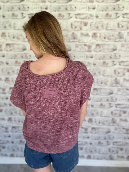 Easygoing Textured Knit Top in Light Rose