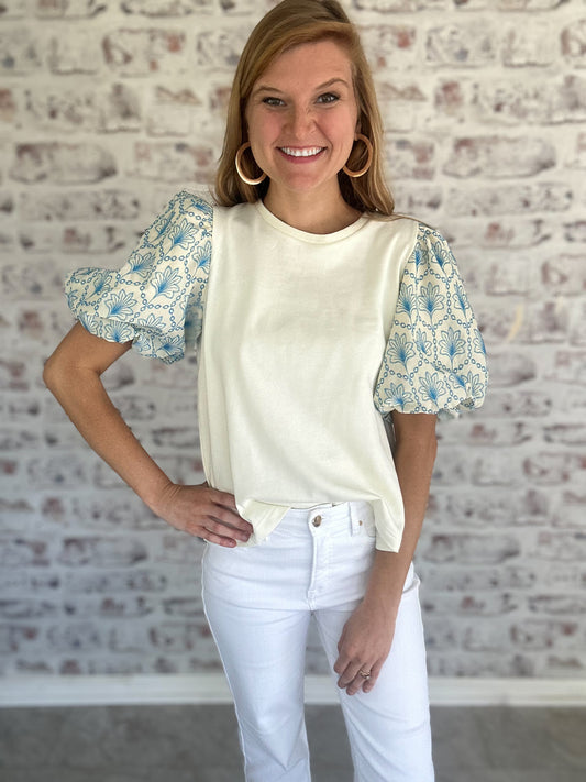 Eloise Eyelet Puff Sleeve Top