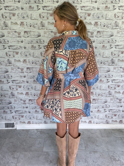 Painted Path Belted Mini Dress