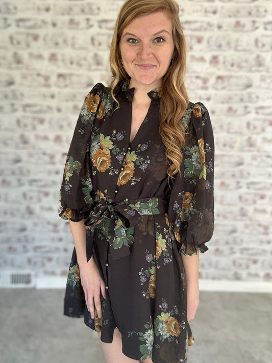 Oakwood Moody Florals Mini Dress