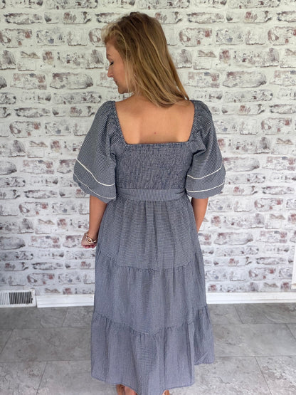 The Grace Note Gingham Midi Dress