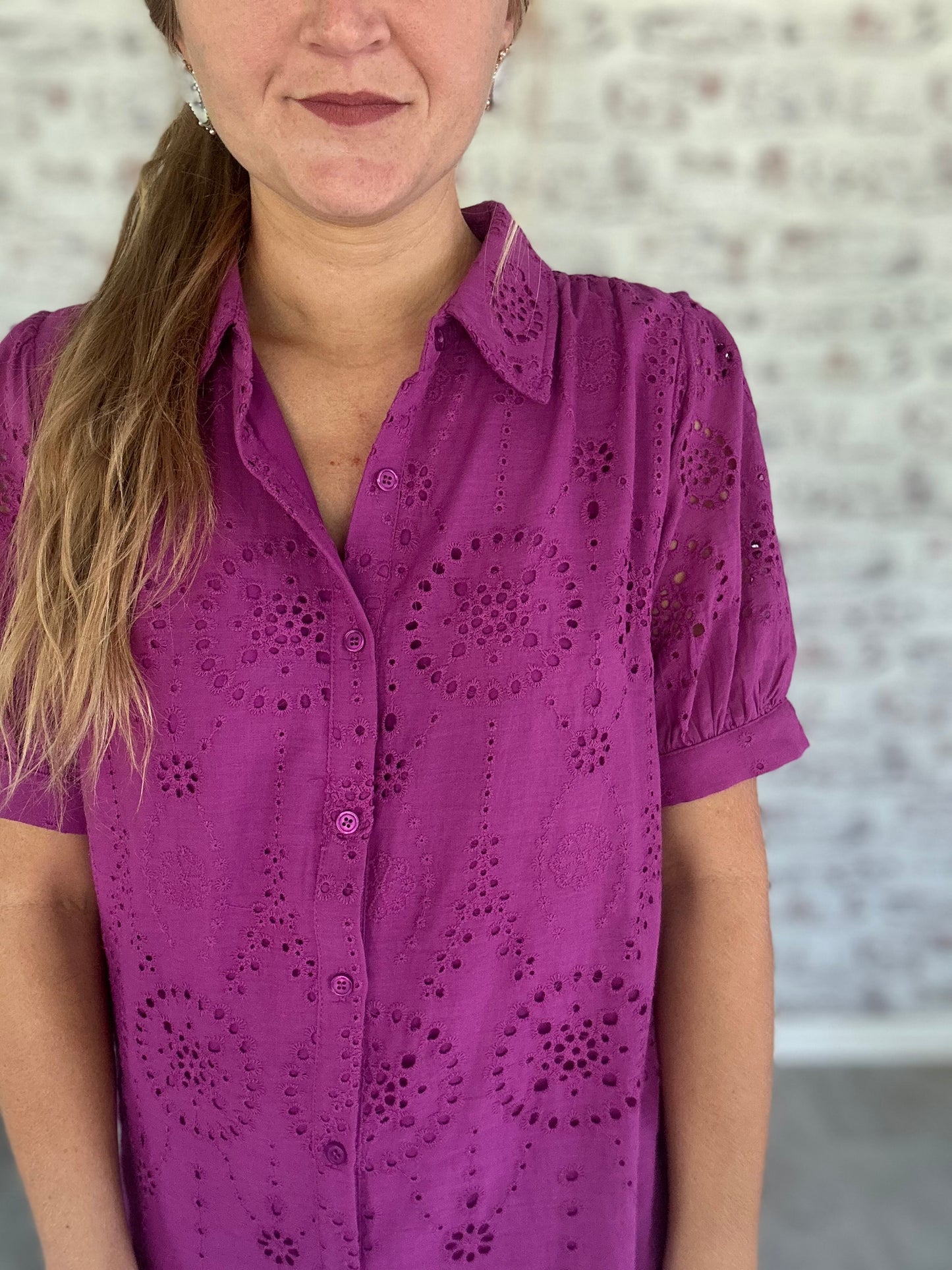 Magenta Moment Eyelet Mini Dress
