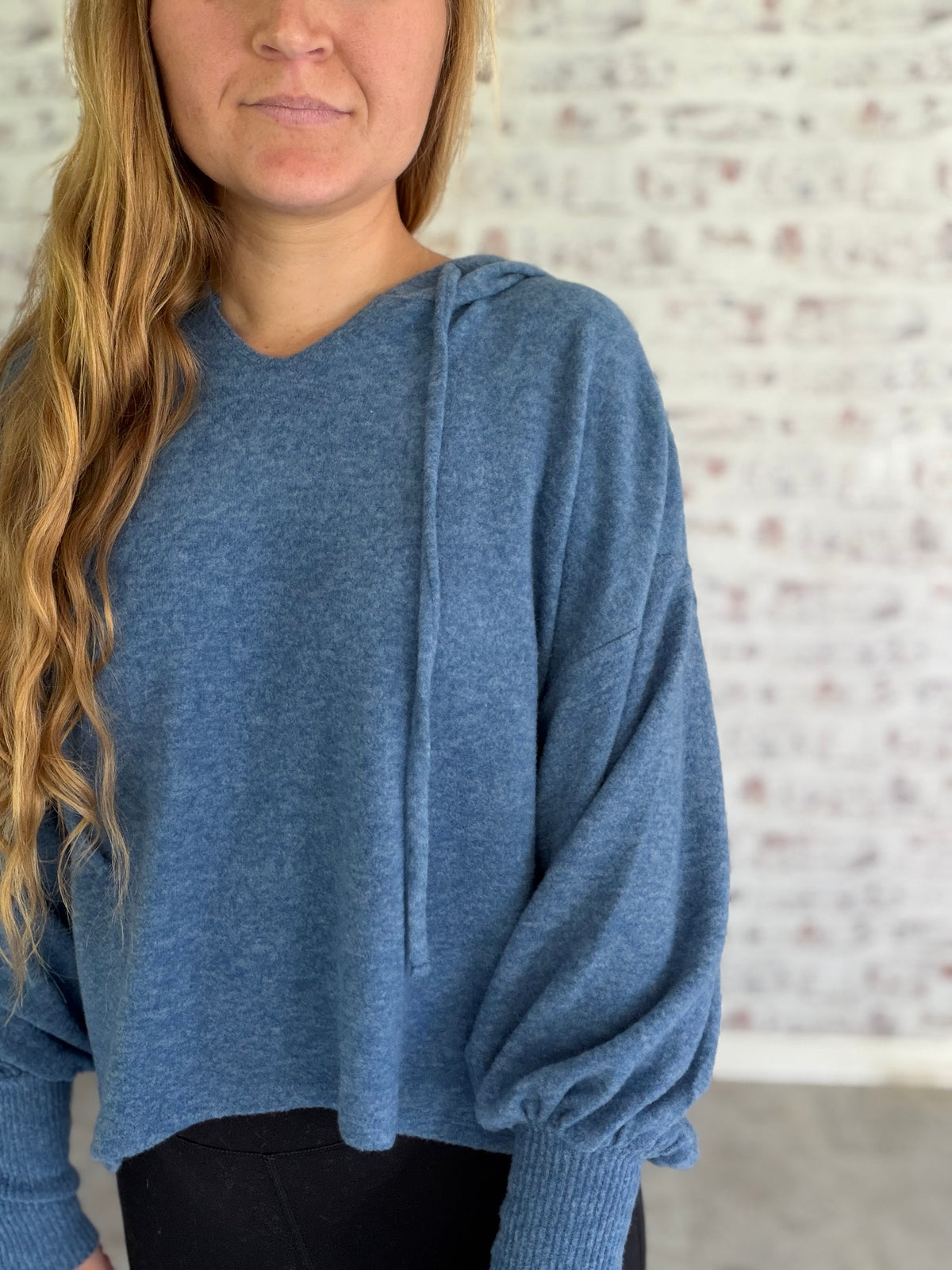 Oh So Soft Cropped Hoodie in Blue