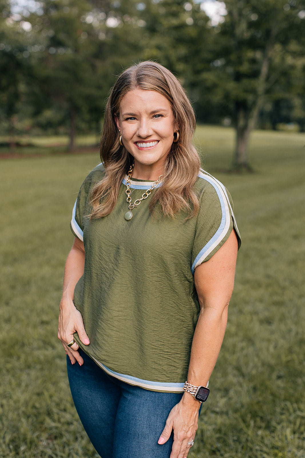 Fresh Air Stripe Trim Top