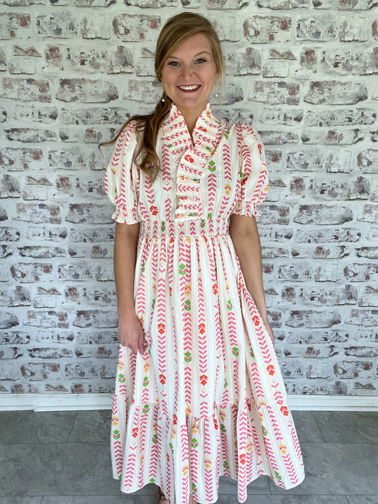 Minnie Ruffle Collar Midi Dress
