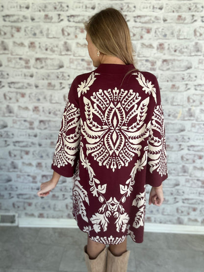 Baroque Bloom Knit Shift Dress
