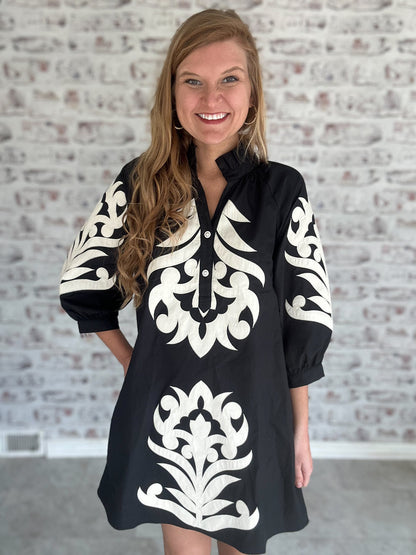 Damask Afternoon Mini Dress