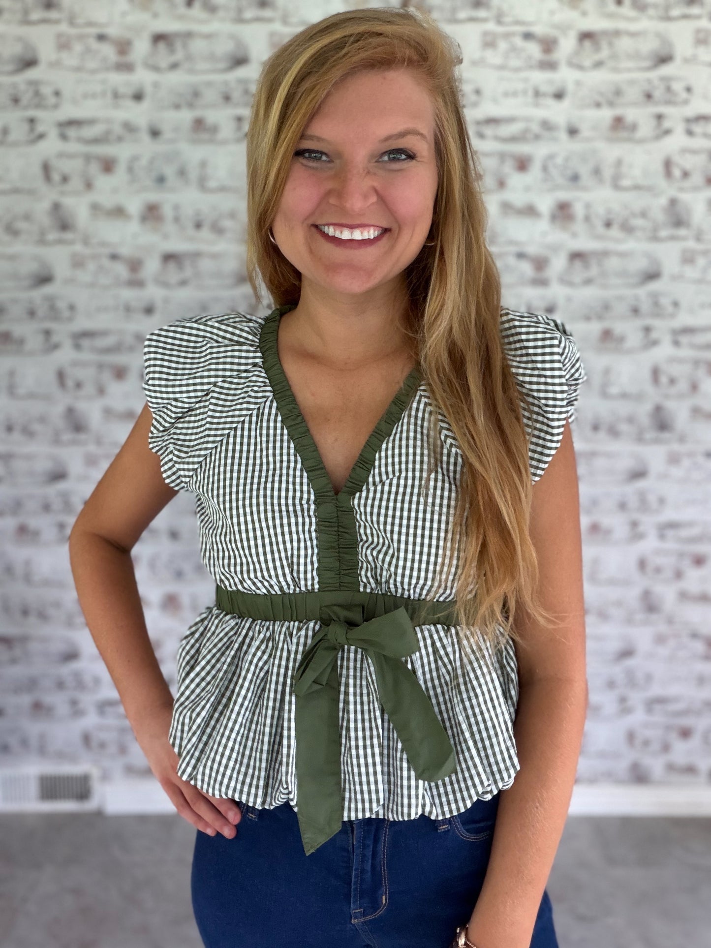 Storybook Bow Gingham Top