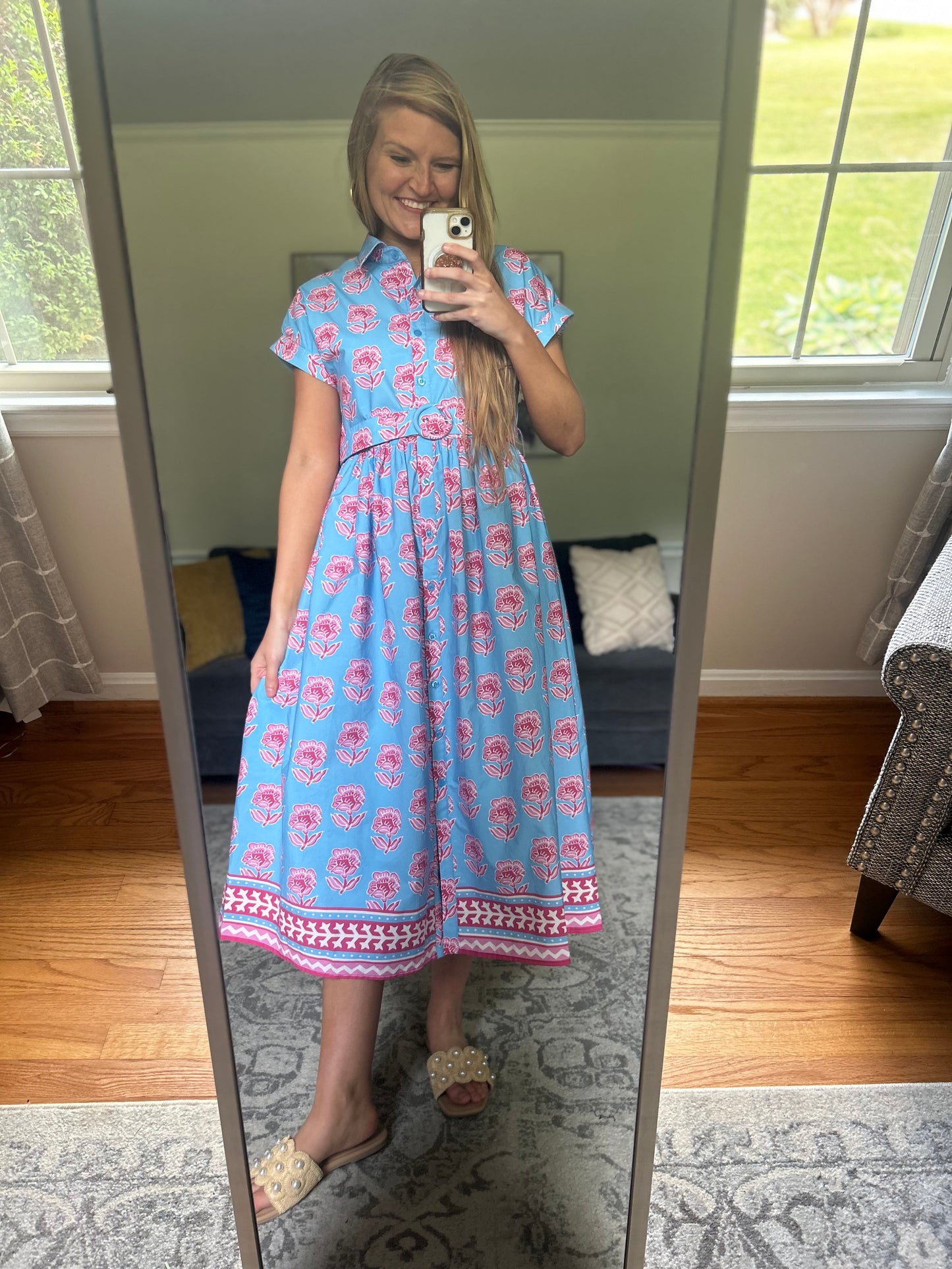 Seaside Luncheon Collared Midi Dress