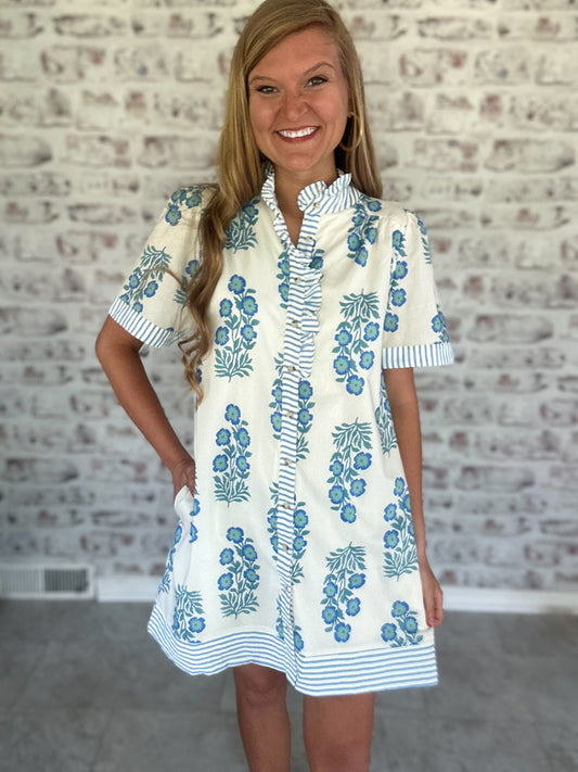 Tuckerton Ruffle Collar Mini Dress Size Medium