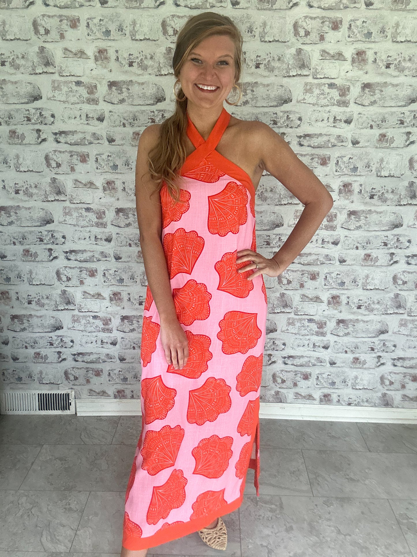 Cabana Chic Halter Maxi Dress