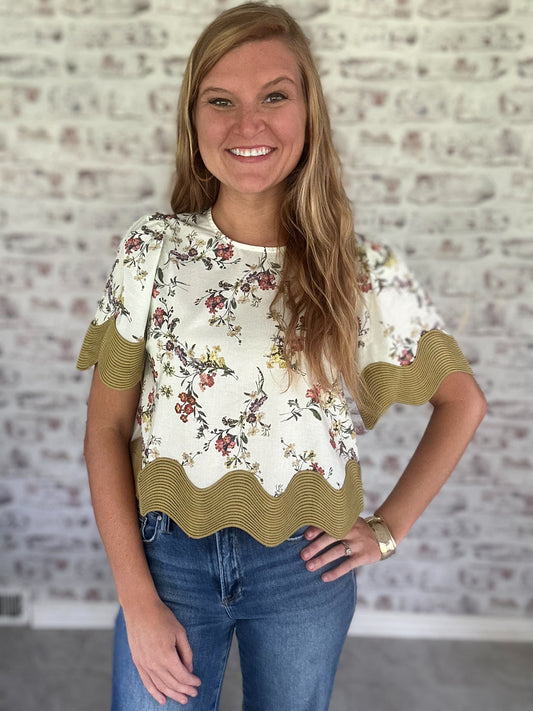 Waverly Ric Rac Floral Top