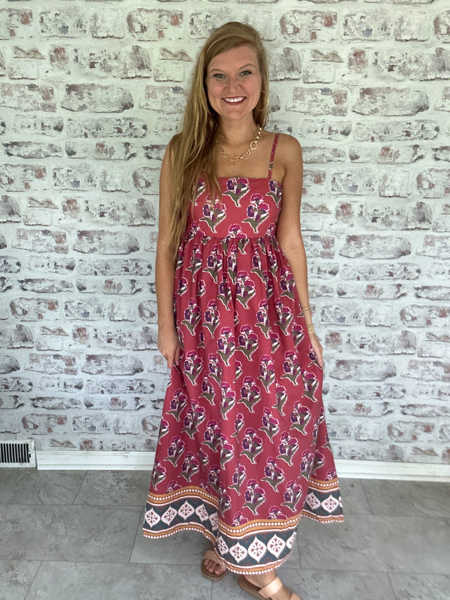 Market Bouquet Border Maxi Dress