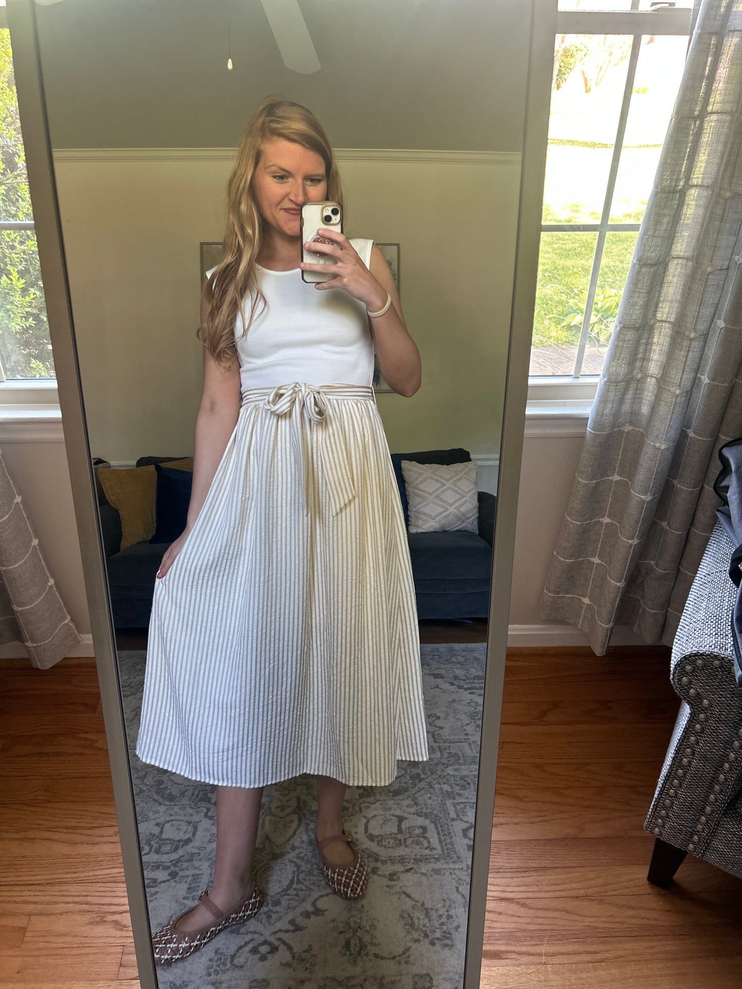 Simply Tied Stripe Midi Dress