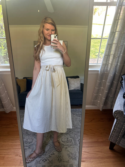 Simply Tied Stripe Midi Dress