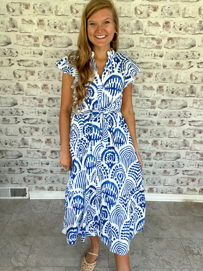 Amalfi Escape Patterned Midi Dress