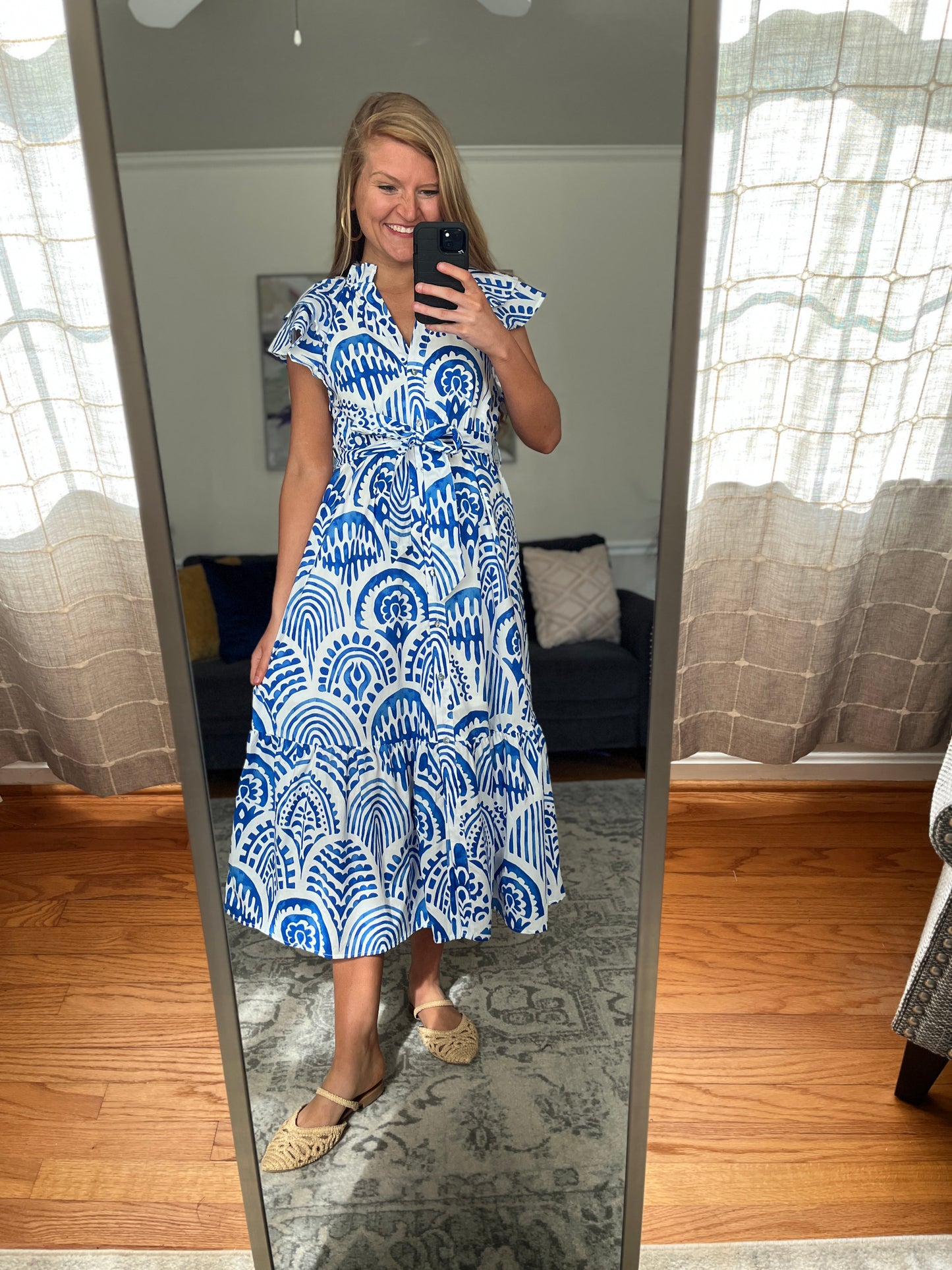 Amalfi Escape Patterned Midi Dress