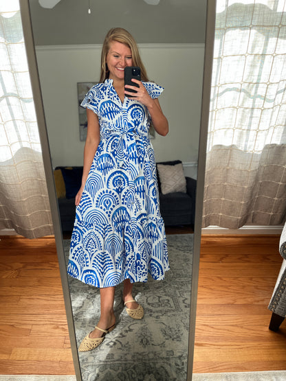 Amalfi Escape Patterned Midi Dress
