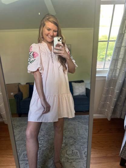 Cleo Embroidered Sleeve Mini Dress