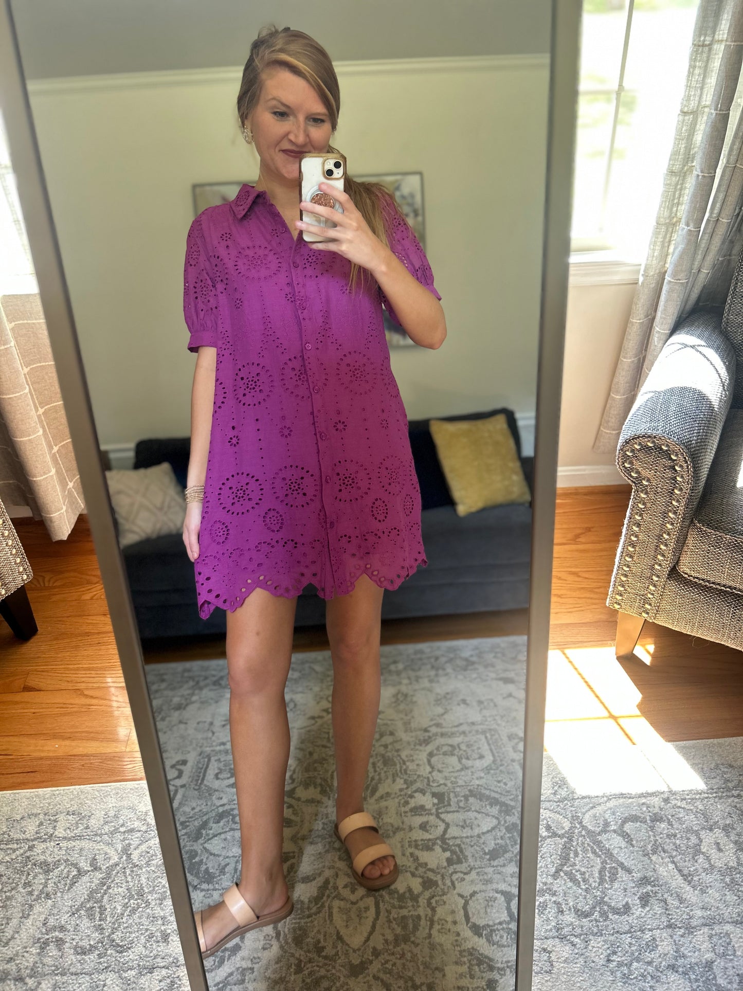 Magenta Moment Eyelet Mini Dress