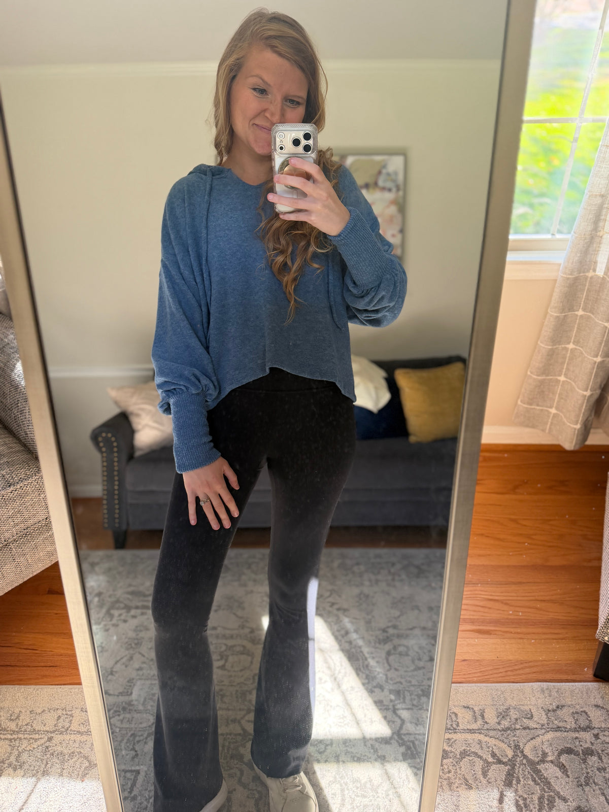 Oh So Soft Cropped Hoodie in Blue