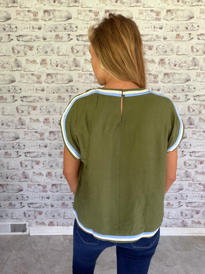 Fresh Air Stripe Trim Top