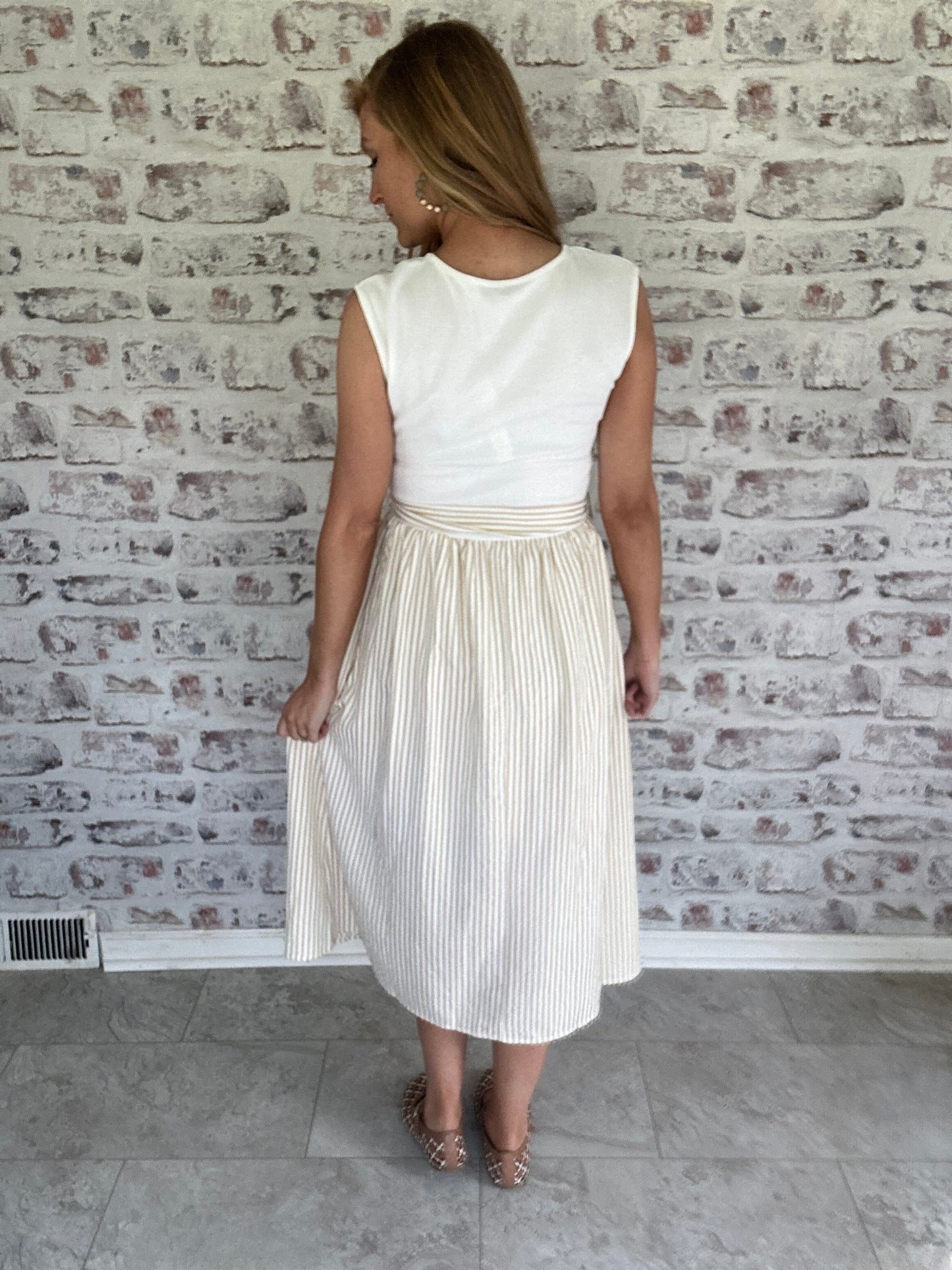 Simply Tied Stripe Midi Dress