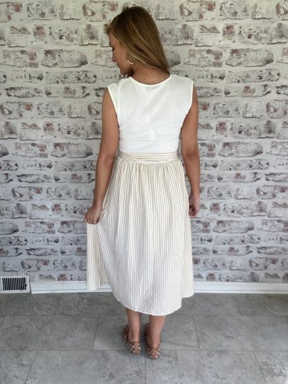 Simply Tied Stripe Midi Dress