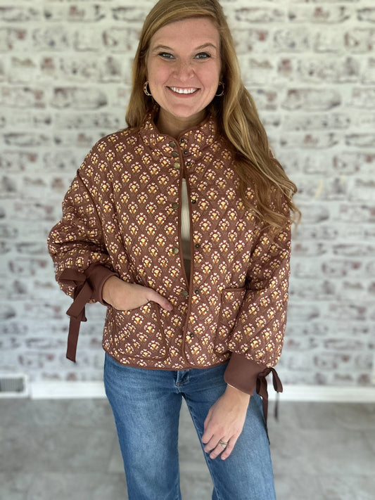 Hearthside Bow Sleeve Quilted Jacket